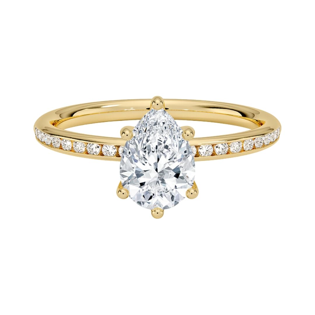 Solitaire 1 CT Pear Cut Lab Grown Diamond Ring - view 1