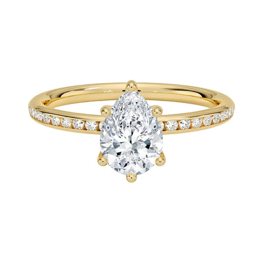 Solitaire 1 CT Pear Cut Lab Grown Diamond Ring - view 1