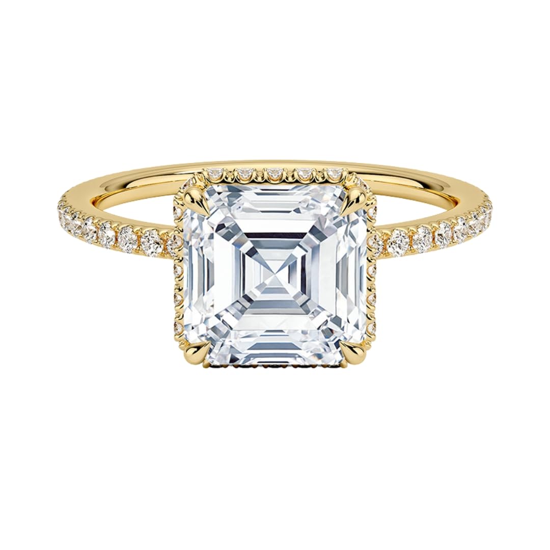 Hidden Halo 1 CT Asscher Cut Lab Grown Diamond Ring - view 6