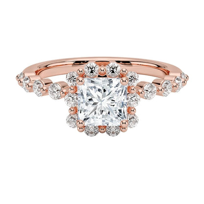 Halo 1 CT Princess Cut Lab Grown Diamond Engagement Ring