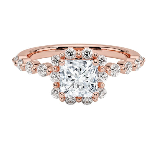 Halo 1 CT Princess Cut Lab Grown Diamond Engagement Ring