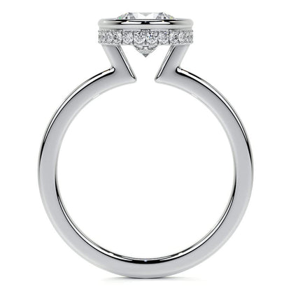 Bezel Hidden Halo 1 CT Round Cut Lab Grown Diamond Solitaire Engagement Ring - view 2