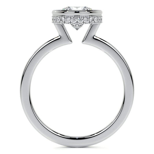 Bezel Hidden Halo 1 CT Round Cut Lab Grown Diamond Solitaire Engagement Ring - view 2