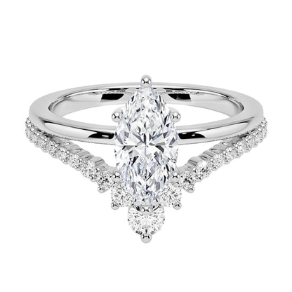Solitaire 1 CT Marquise Cut Lab Grown Diamond Curved Engagement Ring - view 6