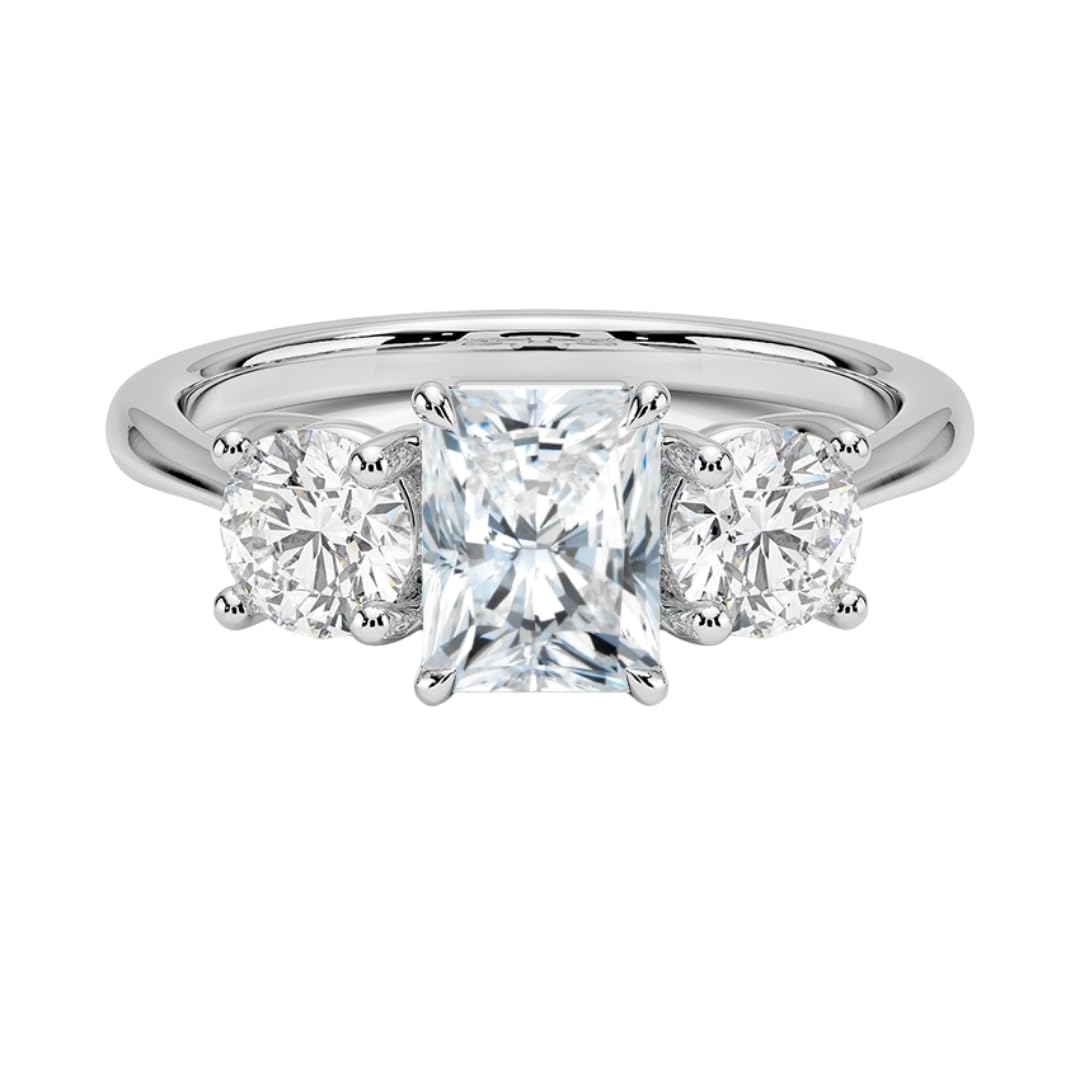 Solitaire 1 CT Radiant Cut Lab Grown Diamond Three Stone Engagement Ring - view 1