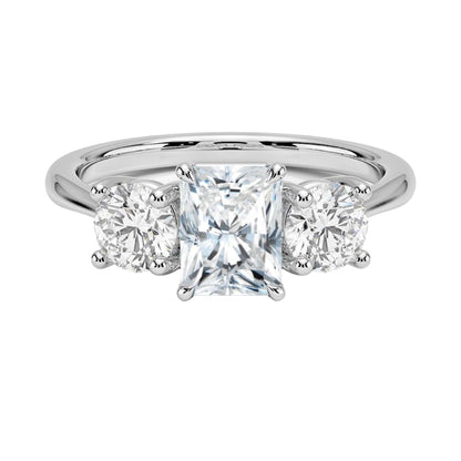 Solitaire 1 CT Radiant Cut Lab Grown Diamond Three Stone Engagement Ring - view 1