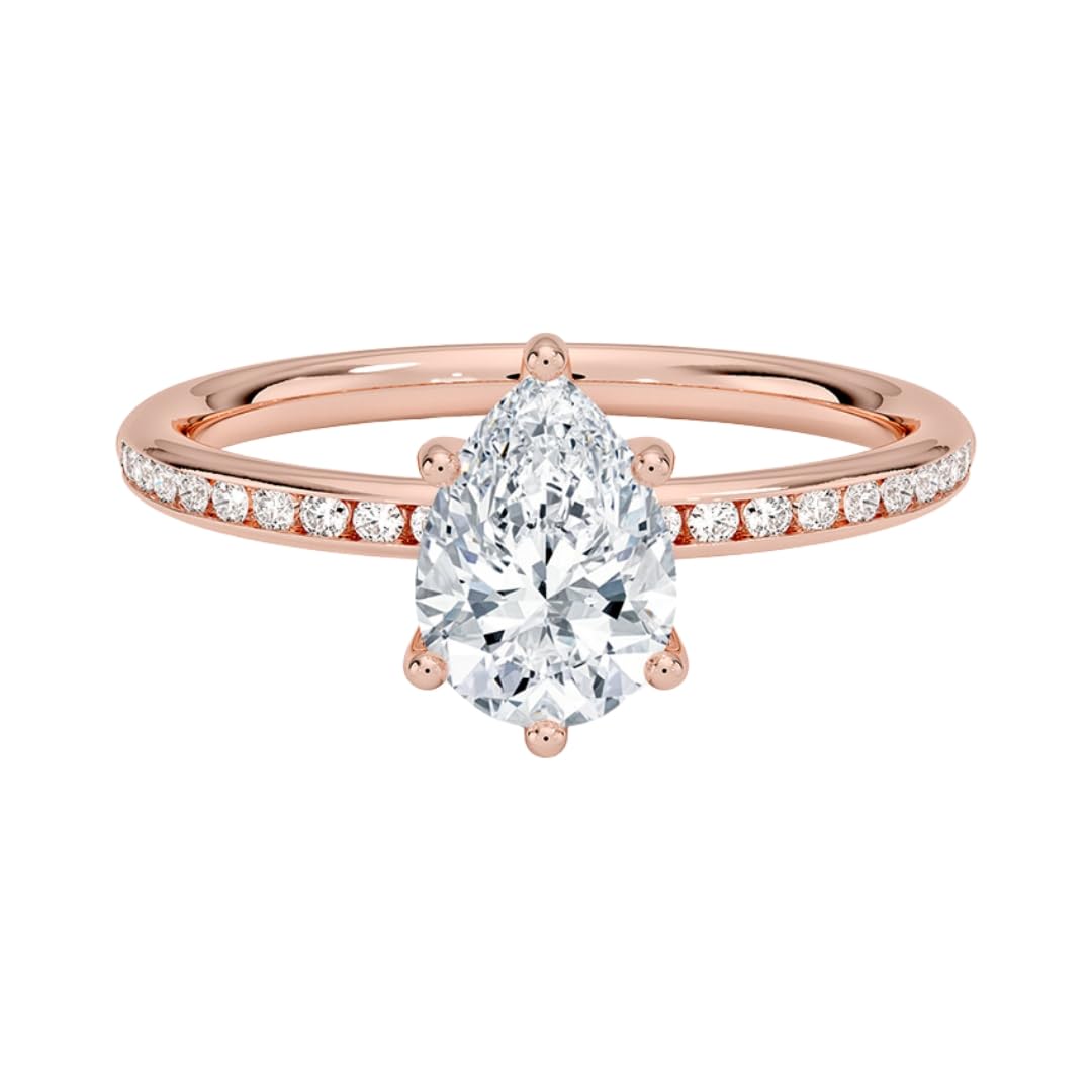 Solitaire 1 CT Pear Cut Lab Grown Diamond Ring - view 4