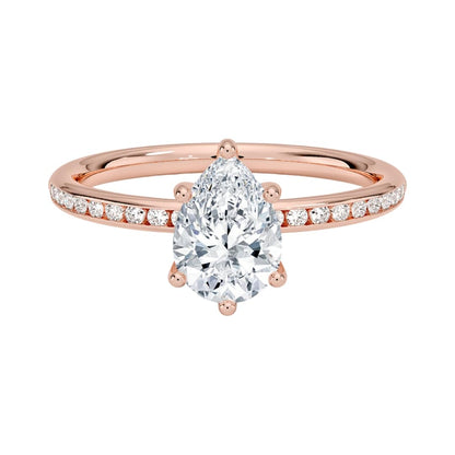 Solitaire 1 CT Pear Cut Lab Grown Diamond Ring - view 4