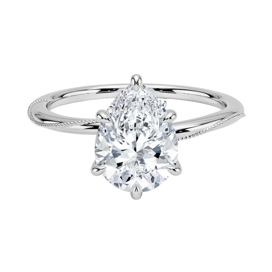 Solitaire 2 CT Pear Cut Lab Grown Diamond Engagement Ring - view 1