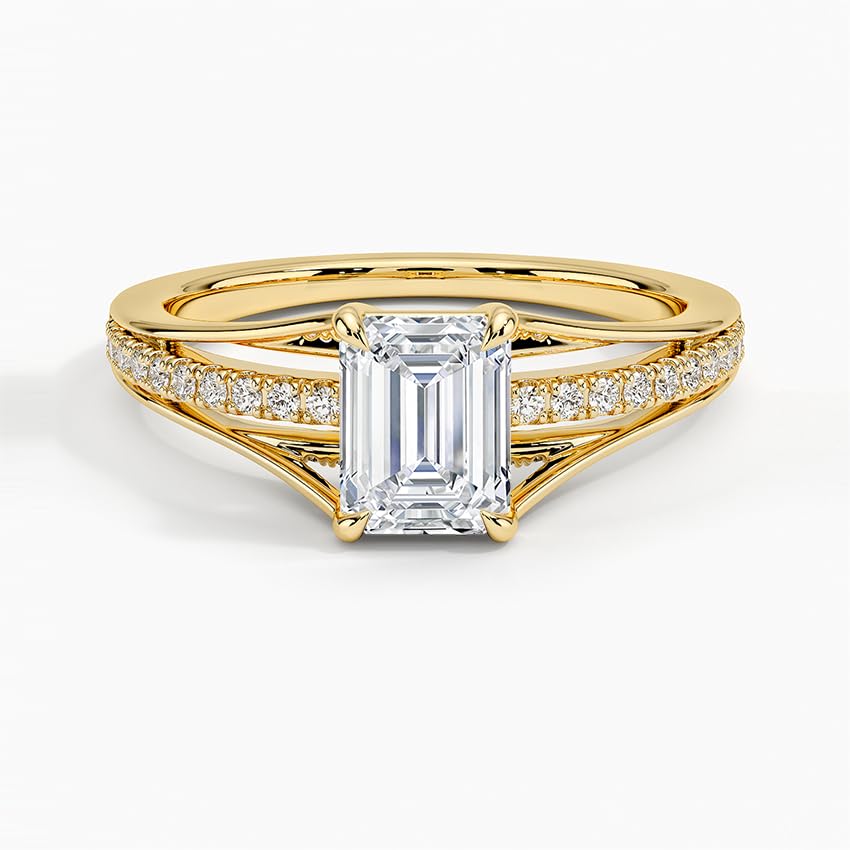 Pave 1 CT Emerald Cut Lab Grown Diamond Engagement Ring - view 6