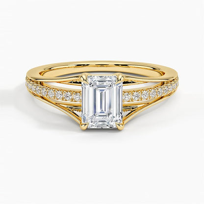 Pave 1 CT Emerald Cut Lab Grown Diamond Engagement Ring - view 6
