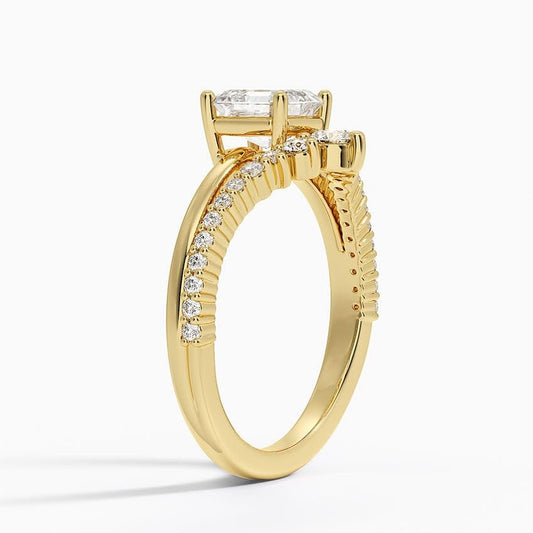 Solitaire 1 CT Asscher Cut Lab Grown Diamond Curved Engagement Ring - view 2