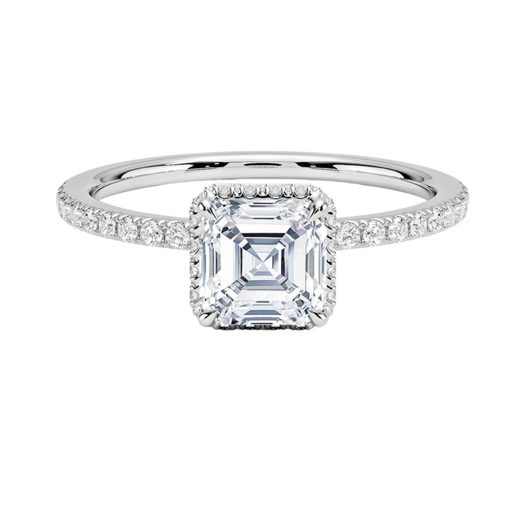 Hidden Halo 1 CT Asscher Cut Lab Grown Diamond Ring - view 1