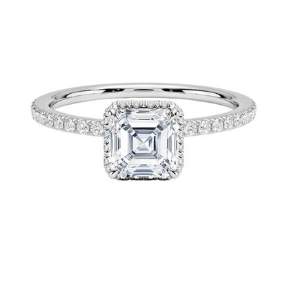 Hidden Halo 1 CT Asscher Cut Lab Grown Diamond Ring - view 1