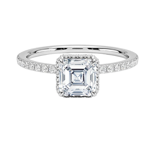 Hidden Halo 1 CT Asscher Cut Lab Grown Diamond Ring - view 1