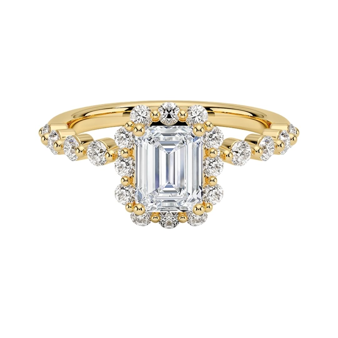 Halo 1 CT Emerald Cut Lab Grown Diamond Engagement Ring