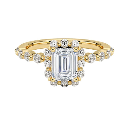 Halo 1 CT Emerald Cut Lab Grown Diamond Engagement Ring