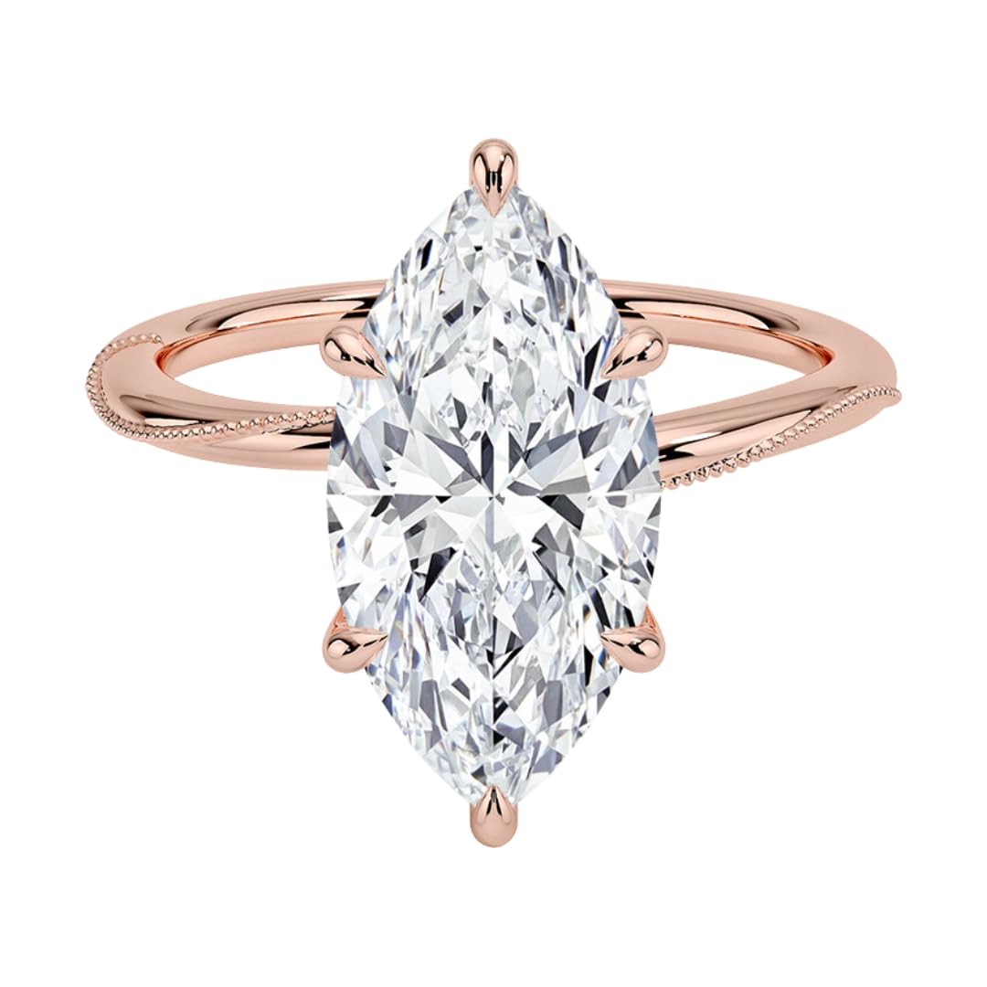 Solitaire 3 CT Marquise Cut Lab Grown Diamond Engagement Ring - view 3