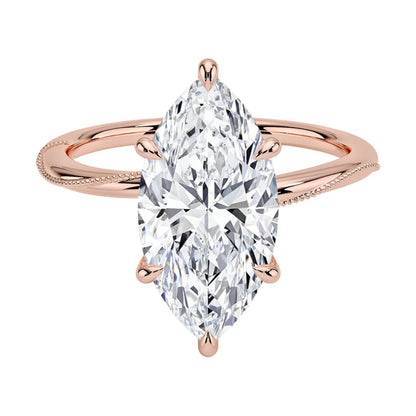 Solitaire 3 CT Marquise Cut Lab Grown Diamond Engagement Ring - view 3