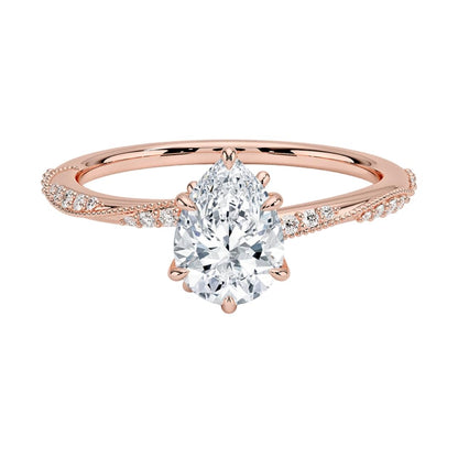 Solitaire 1 CT Pear Cut Lab Grown Diamond Engagement Ring - view 1