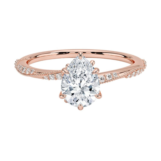 Solitaire 1 CT Pear Cut Lab Grown Diamond Engagement Ring - view 1