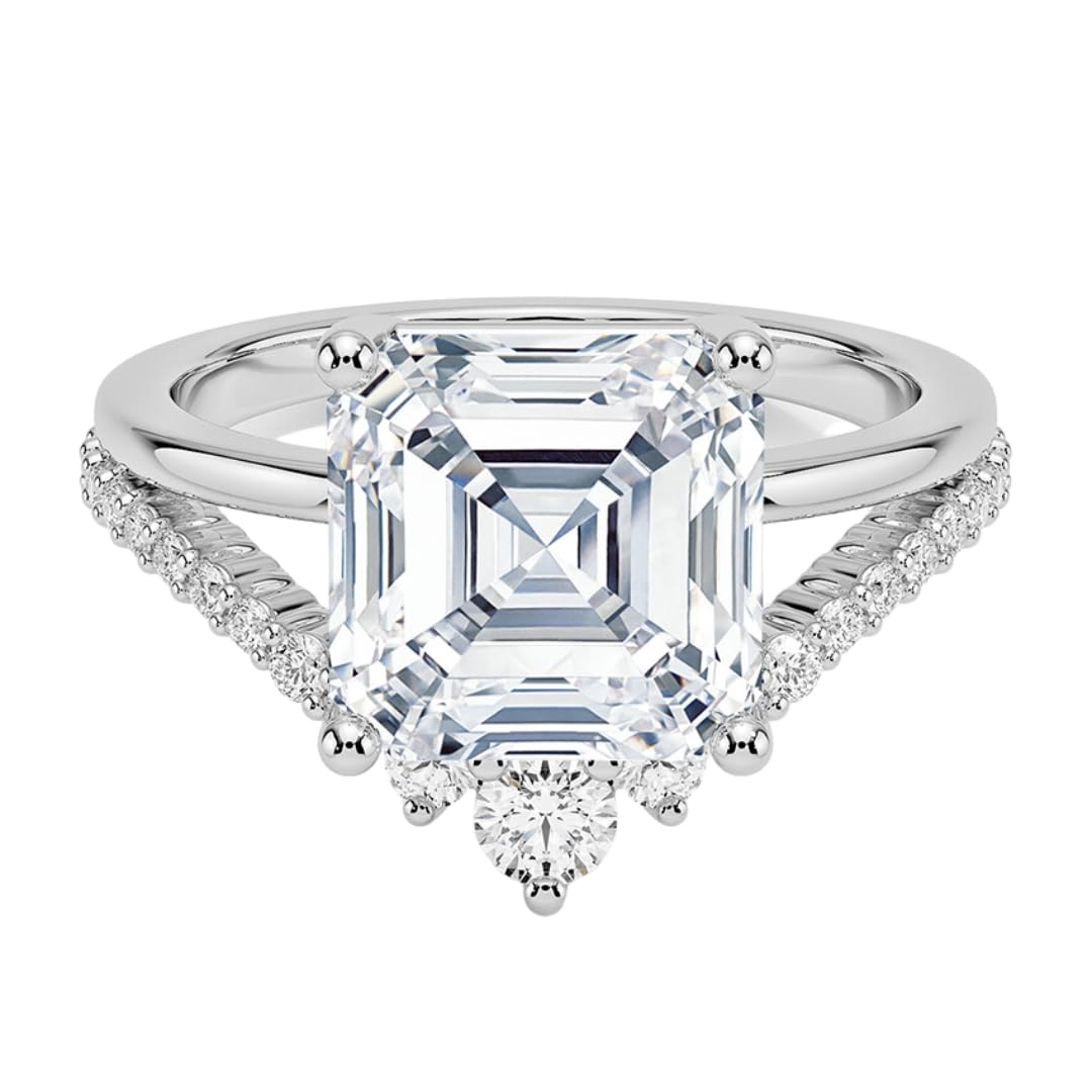 4 CT Asscher Cut Lab Grown Diamond Wedding Ring - view 1
