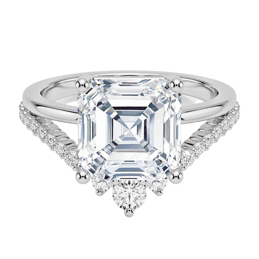4 CT Asscher Cut Lab Grown Diamond Wedding Ring - view 1