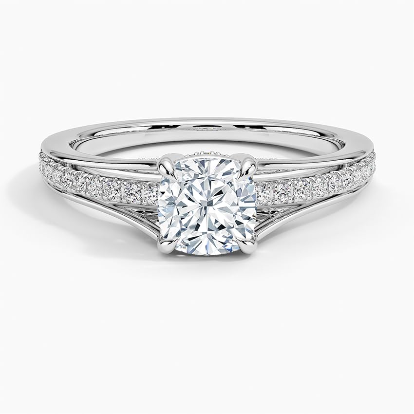 Pave 1 CT Cushion Cut Lab Grown Diamond Engagement Ring - view 6