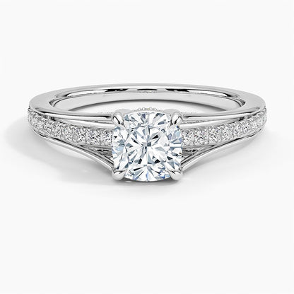 Pave 1 CT Cushion Cut Lab Grown Diamond Engagement Ring - view 6
