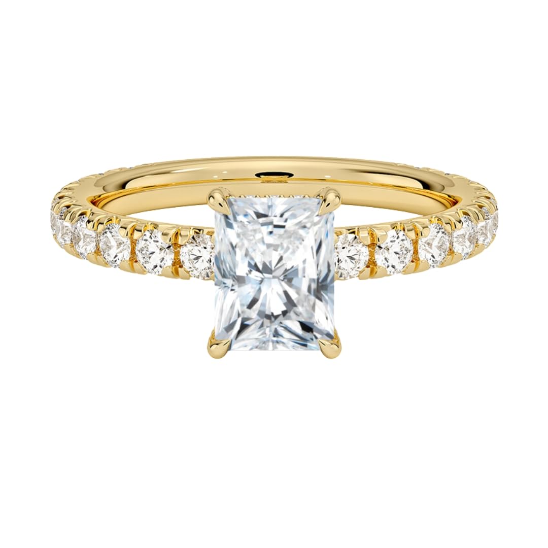 Hidden Halo 1 CT Radiant Cut Lab Grown Diamond Engagement Ring - view 1