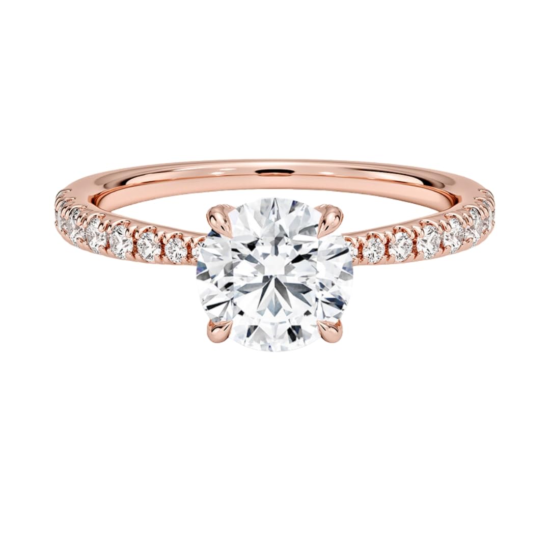 Pave Accents 1 CT Round Cut Lab Grown Diamond Ring - view 1