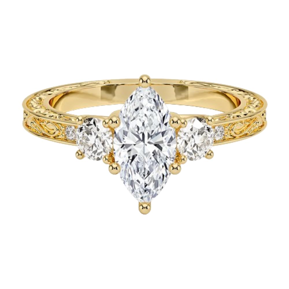 Solitaire 1 CT Marquise Cut Lab Grown Diamond Engagement Ring - view 4