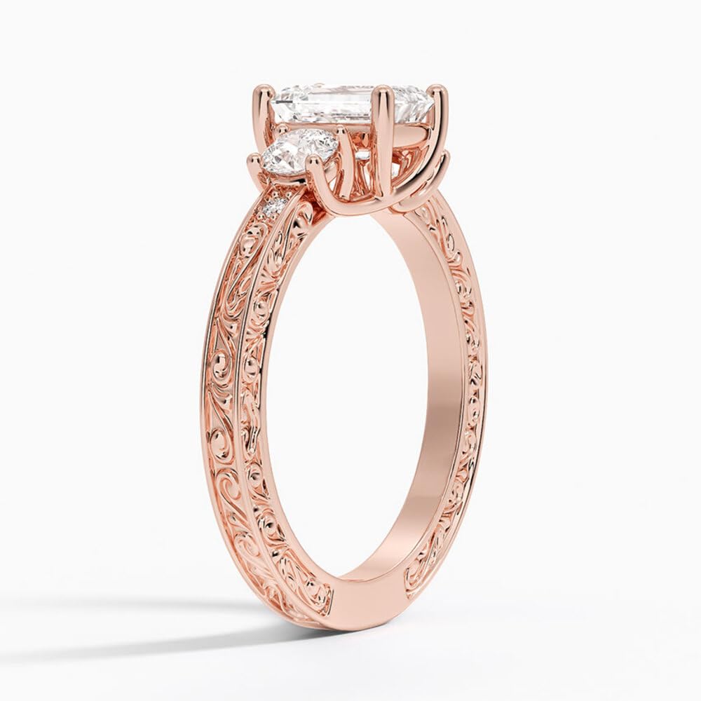 Solitaire 1 CT Emerald Cut Lab Grown Diamond Engagement Ring - view 2