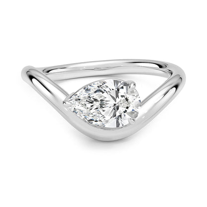 Solitaire 1 CT Pear Cut Lab Grown Diamond Curved Band Engagement Ring - view 4