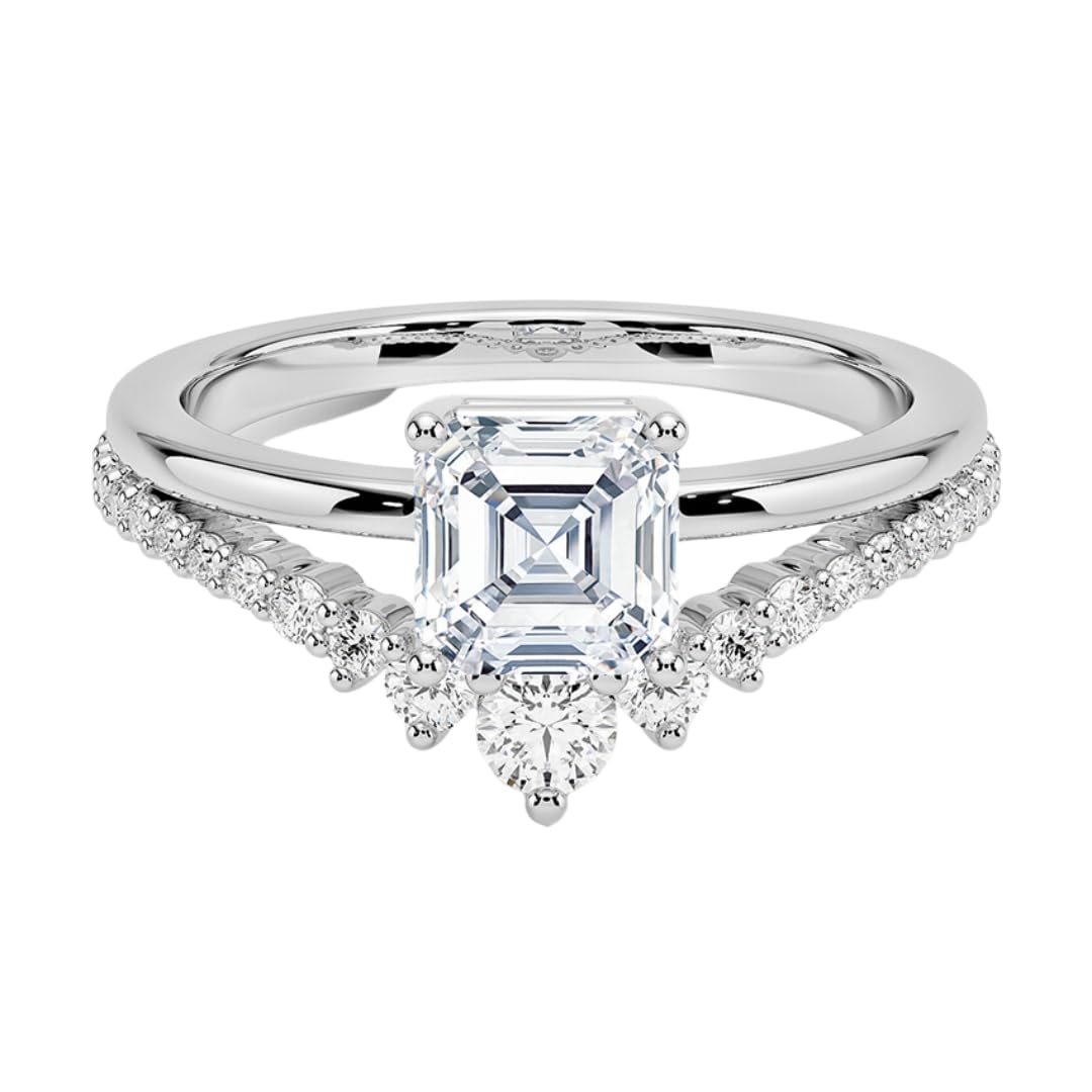 Solitaire 1 CT Asscher Cut Lab Grown Diamond Curved Engagement Ring - view 6