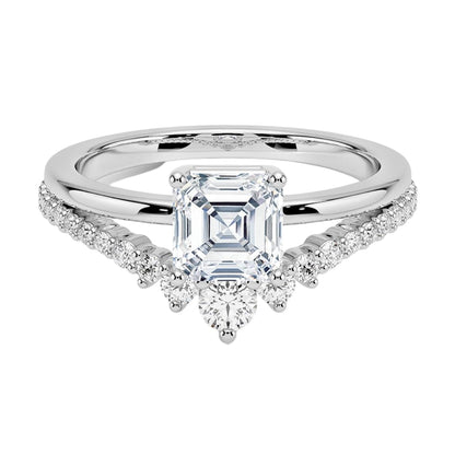 Solitaire 1 CT Asscher Cut Lab Grown Diamond Curved Engagement Ring - view 6