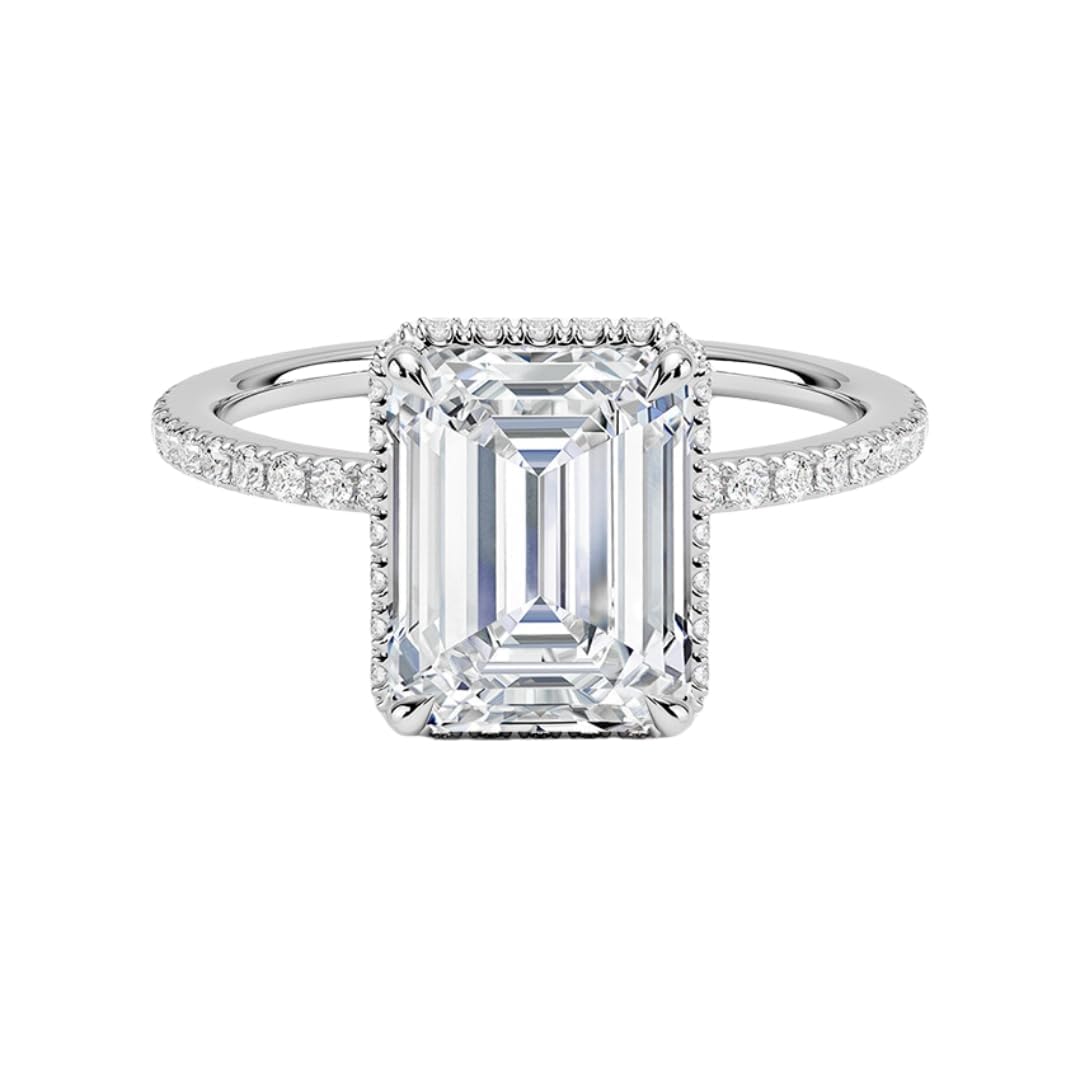 Hidden Halo 1 CT Emerald Cut Lab Grown Diamond Ring - view 1