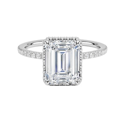 Hidden Halo 1 CT Emerald Cut Lab Grown Diamond Ring - view 1