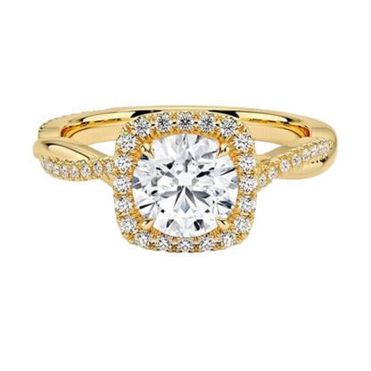 Twisted Band 1 CT Round Cut Lab Grown Diamond Engagement Halo Ring - view 6