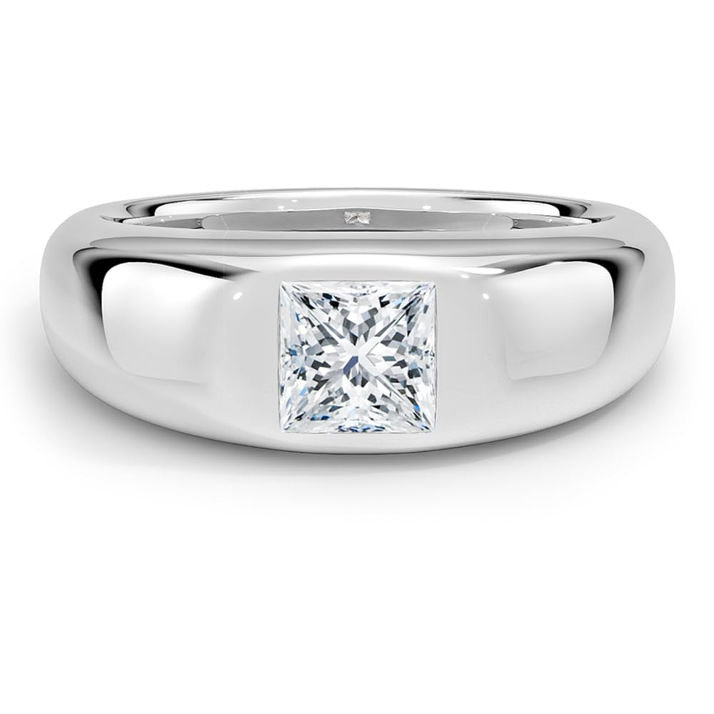 Solitaire 1 CT Princess Cut Lab Grown Diamond Bezel Engagement Ring - view 1