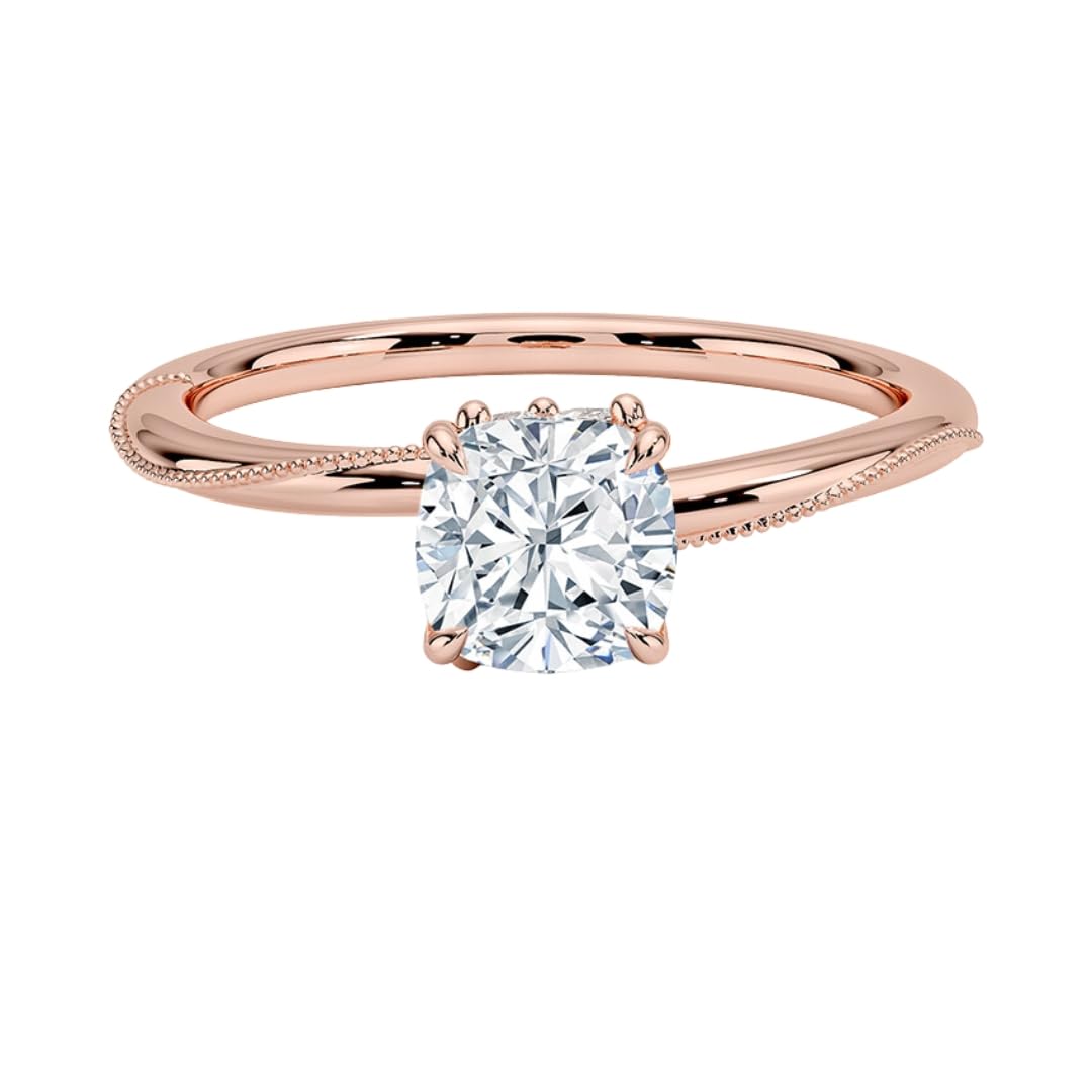 Solitaire 1 CT Cushion Cut Lab Grown Diamond Engagement Ring - view 4