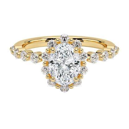Halo 1 CT Oval Cut Lab Grown Diamond Engagement Ring