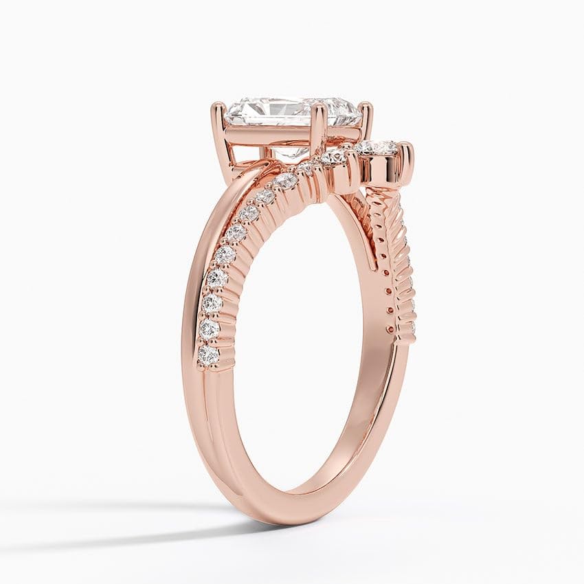 Solitaire 1 CT Radiant Cut Lab Grown Diamond Curved Engagement Ring - view 2