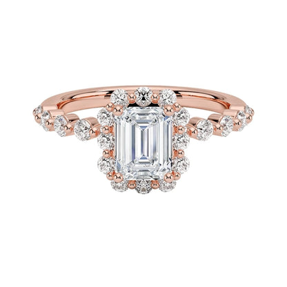Halo 1 CT Emerald Cut Lab Grown Diamond Engagement Ring