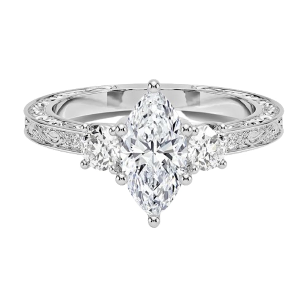 Solitaire 1 CT Marquise Cut Lab Grown Diamond Engagement Ring - view 6