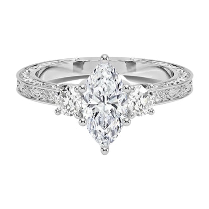 Solitaire 1 CT Marquise Cut Lab Grown Diamond Engagement Ring - view 6