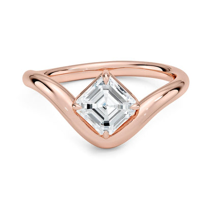 Solitaire 1 CT Asscher Cut Lab Grown Diamond curved Band Engagement Ring - view 5