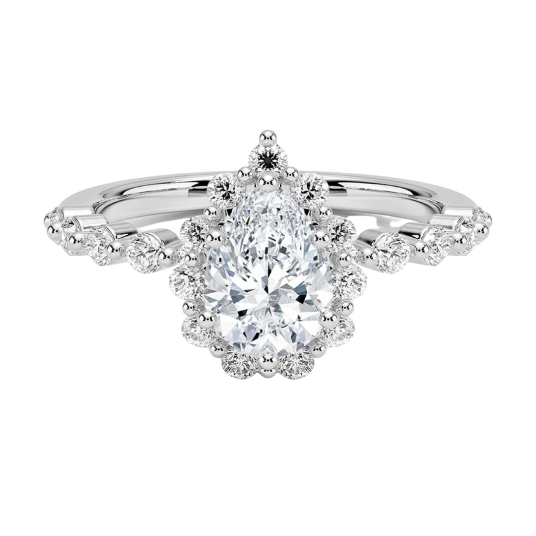 Halo 1 CT Pear Cut Lab Grown Diamond Engagement Ring