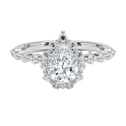 Halo 1 CT Pear Cut Lab Grown Diamond Engagement Ring