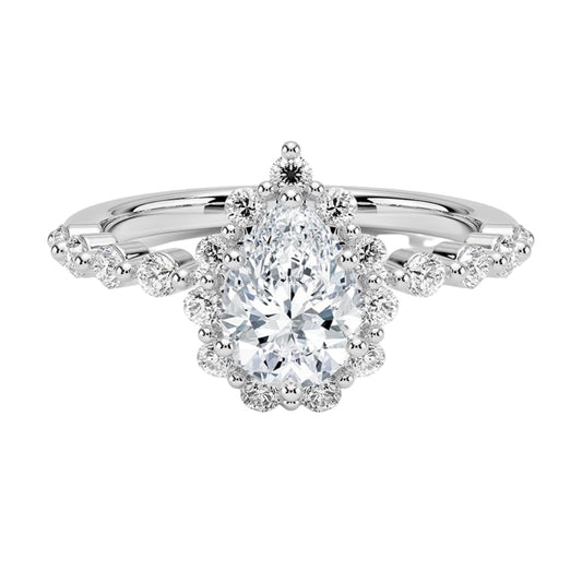 Halo 1 CT Pear Cut Lab Grown Diamond Engagement Ring